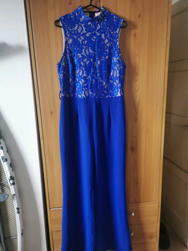 pink boutique blue jumpsuit